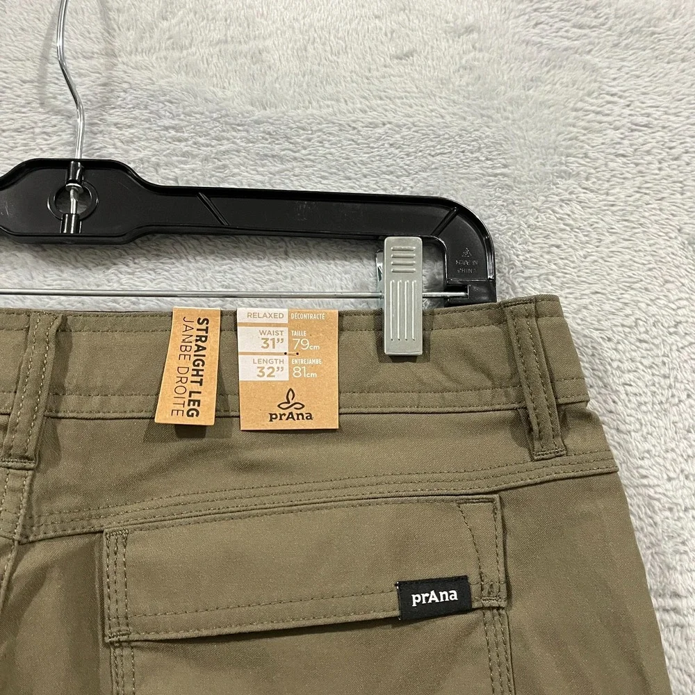 Prana Men's Stretch Zion Pant II Slate Green Hiking Outdoor 31x32 Roll Up Belted